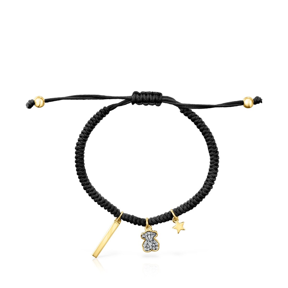 Nocturne Bracelet in Silver Vermeil with Diamonds and black Cord