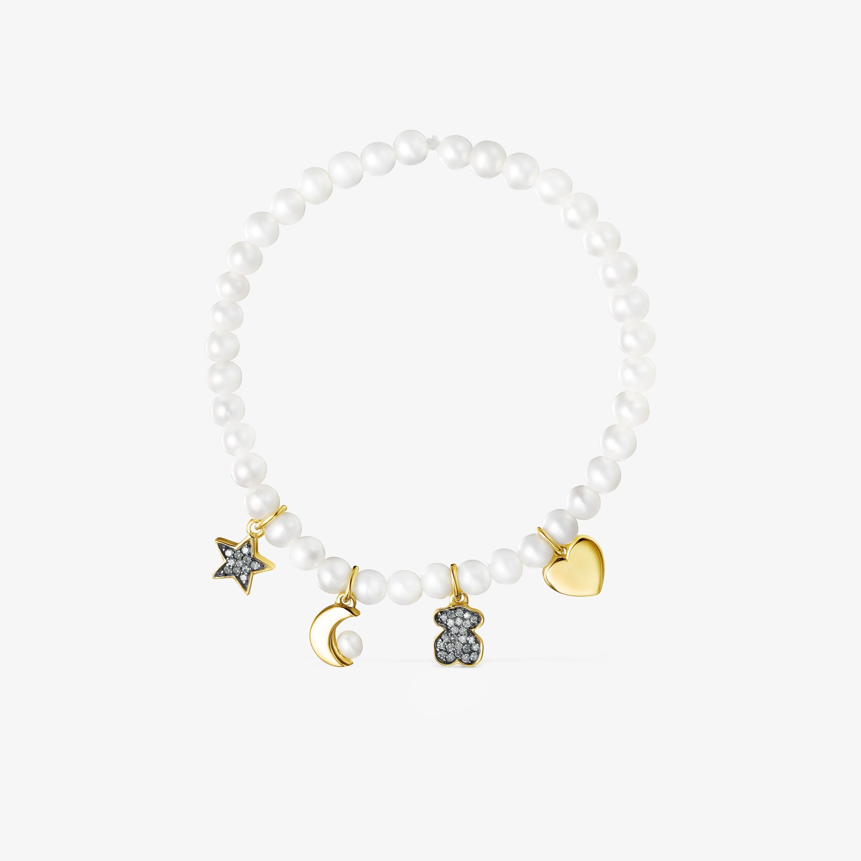 Nocturne Pearl Bracelet with 18K gold vermeil and Diamonds