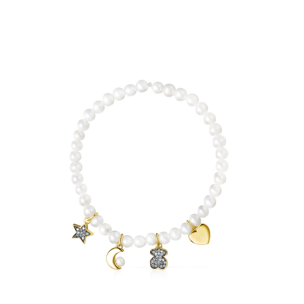 Nocturne Pearl Bracelet with 18K gold vermeil and Diamonds