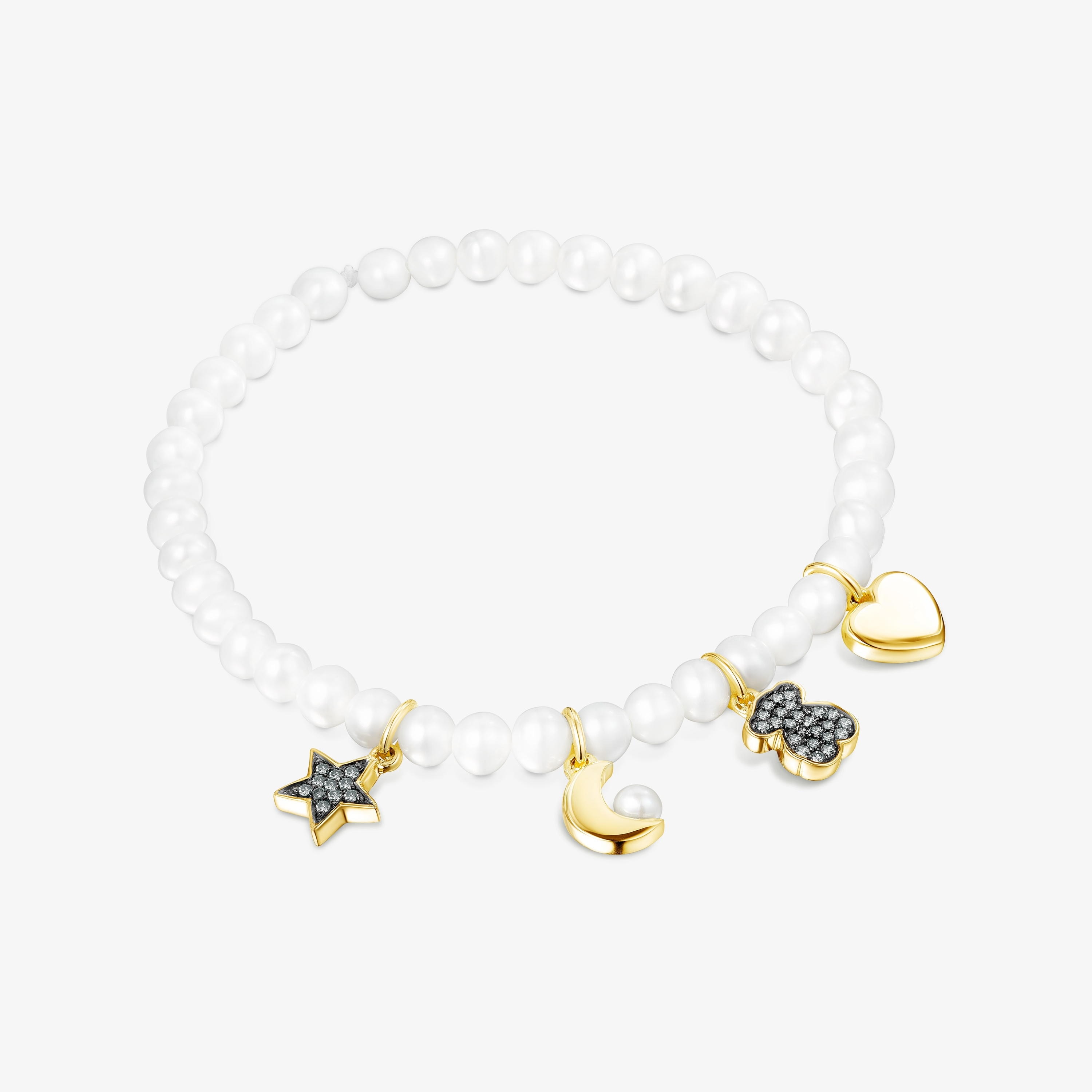 Nocturne Pearl Bracelet with 18K gold vermeil and Diamonds