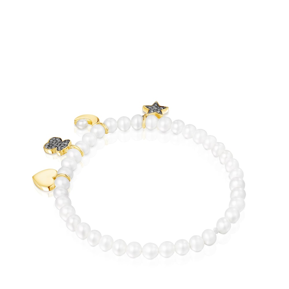 Nocturne Pearl Bracelet with 18K gold vermeil and Diamonds