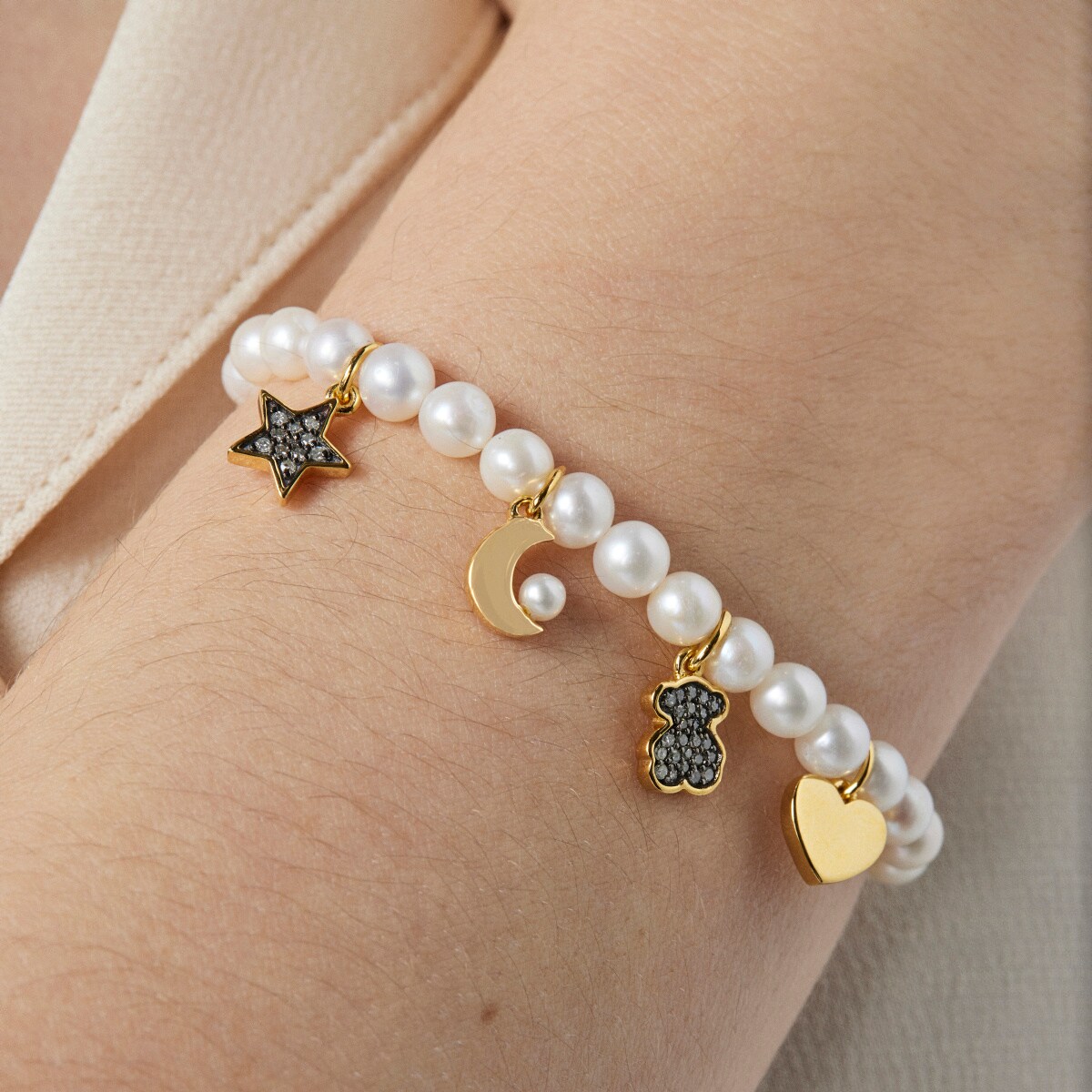 Nocturne Pearl Bracelet with Silver Vermeil and Diamonds
