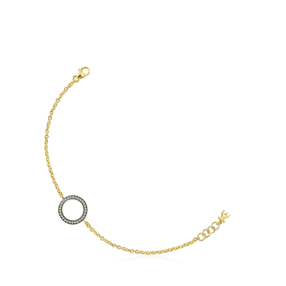 Nocturne disc Bracelet in 18K gold vermeil with Diamonds
