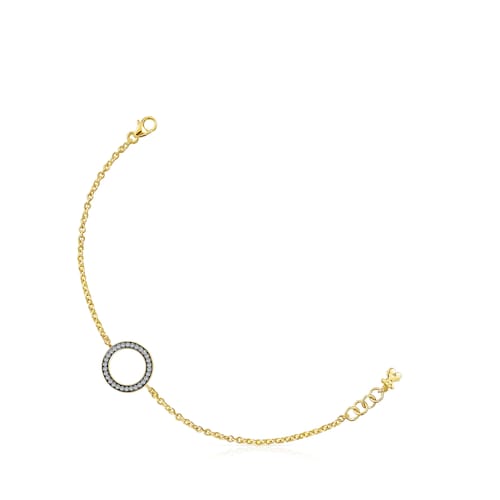 Nocturne disc Bracelet in Silver Vermeil with Diamonds