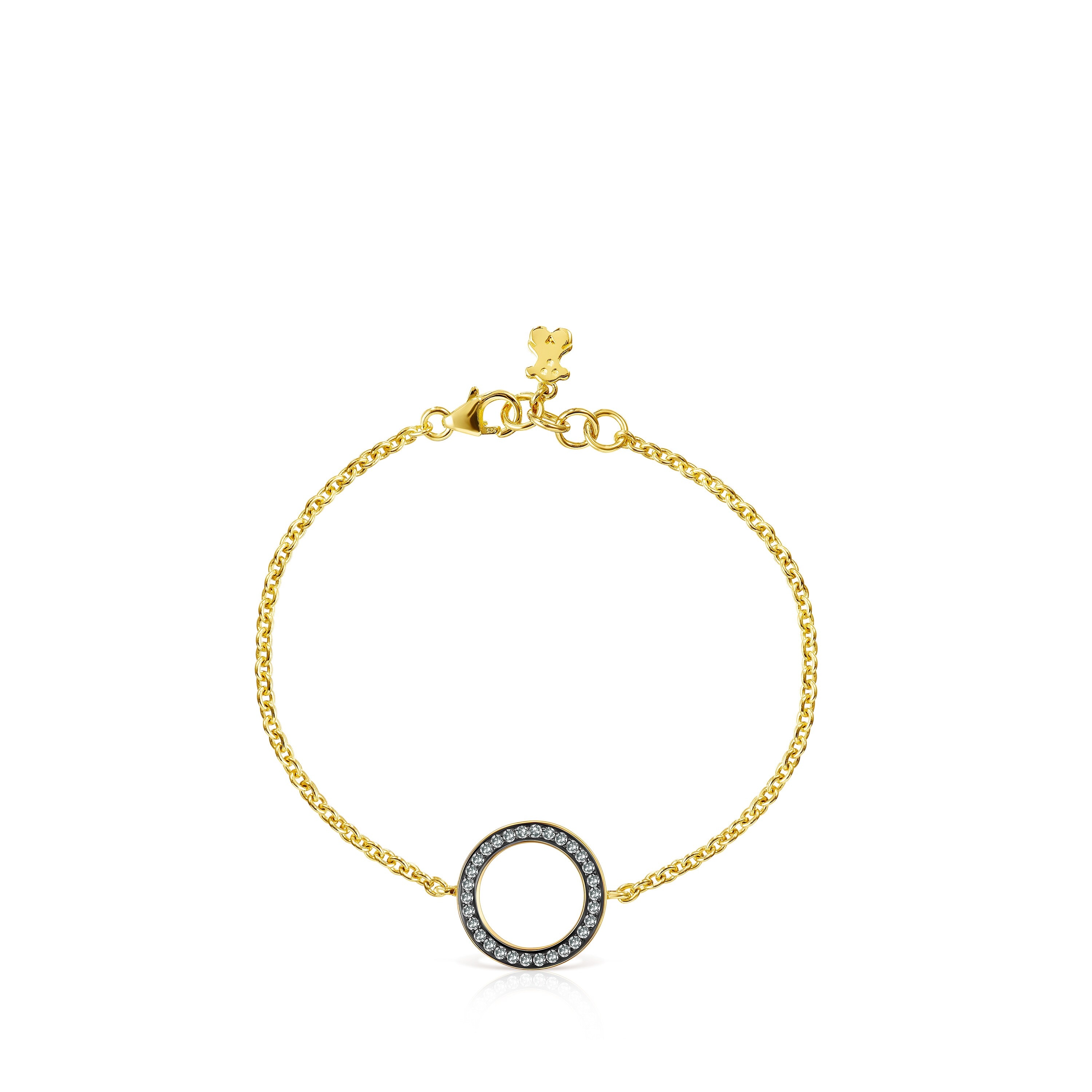 Nocturne disc Bracelet in 18K gold vermeil with Diamonds