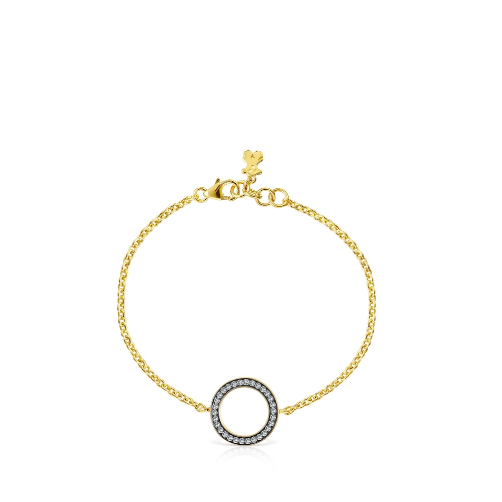 Pulsera disco con baño de oro 18 kt sobre plata y diamantes Nocturne image number 1