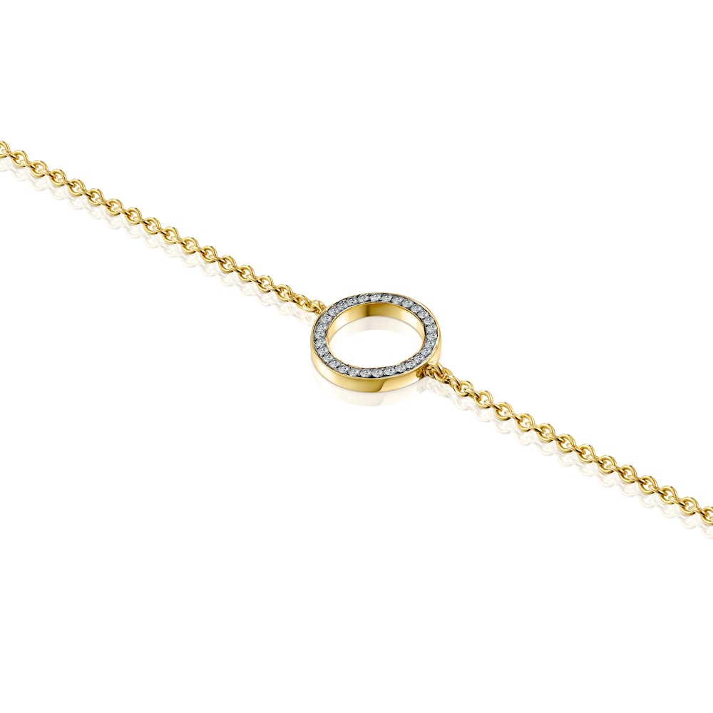 Nocturne disc Bracelet in 18K gold vermeil with Diamonds