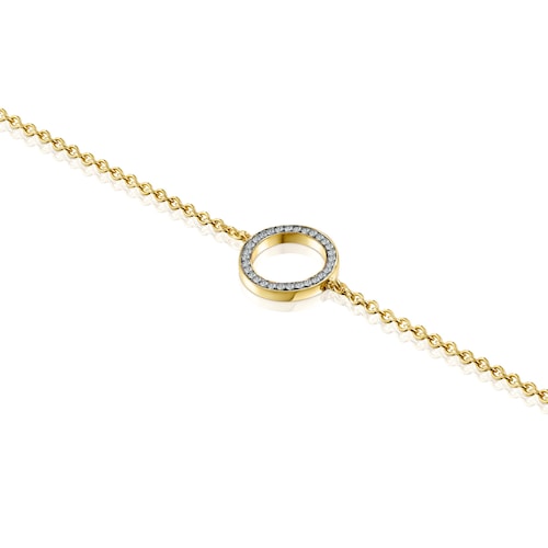 Nocturne disc Bracelet in Silver Vermeil with Diamonds