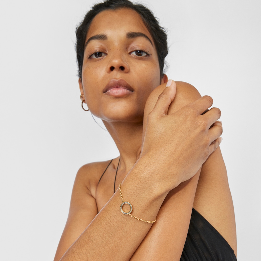 Nocturne disc Bracelet in 18K gold vermeil with Diamonds