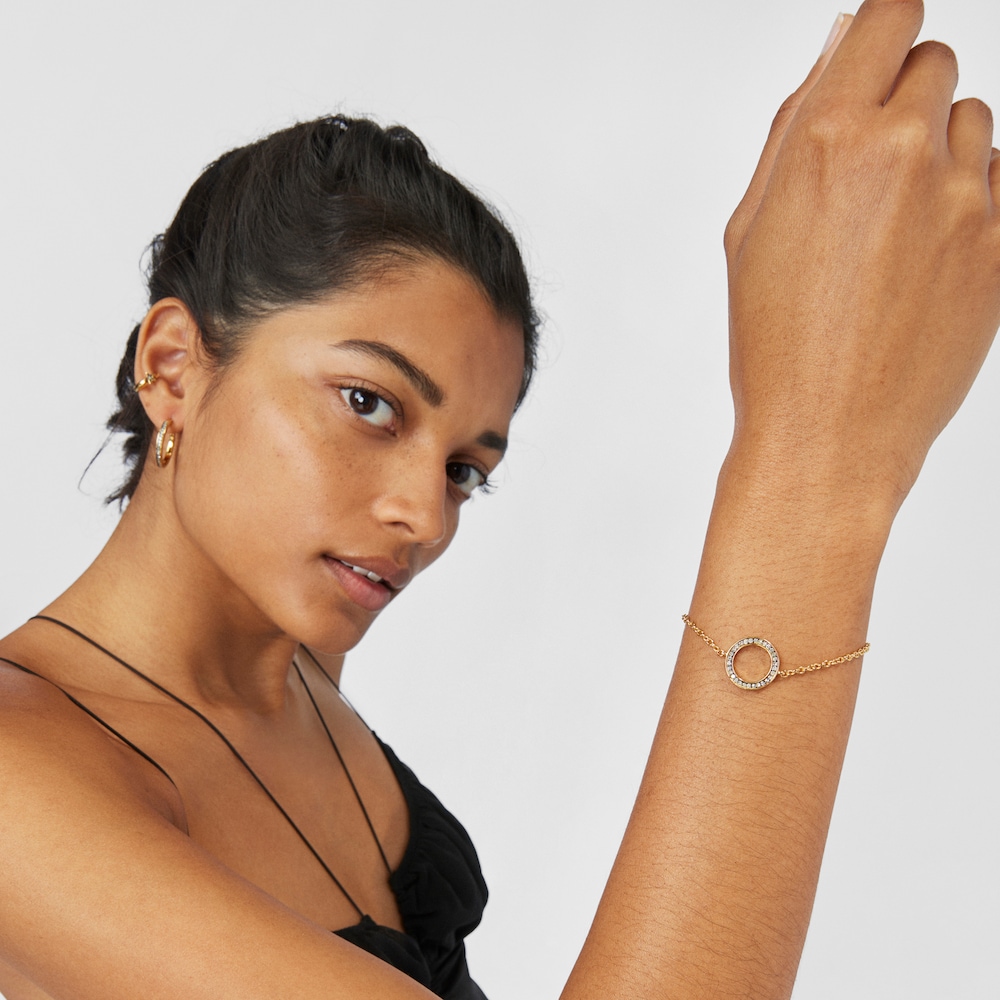 Nocturne disc Bracelet in 18K gold vermeil with Diamonds