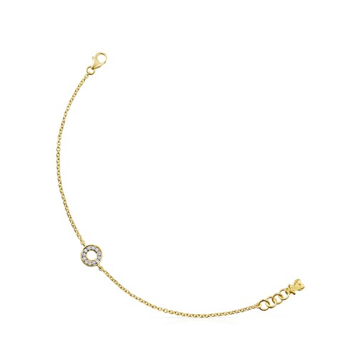 Pulsera mini disco con ba&ntilde;o de oro 18 kt sobre plata y diamantes Nocturne image number 0