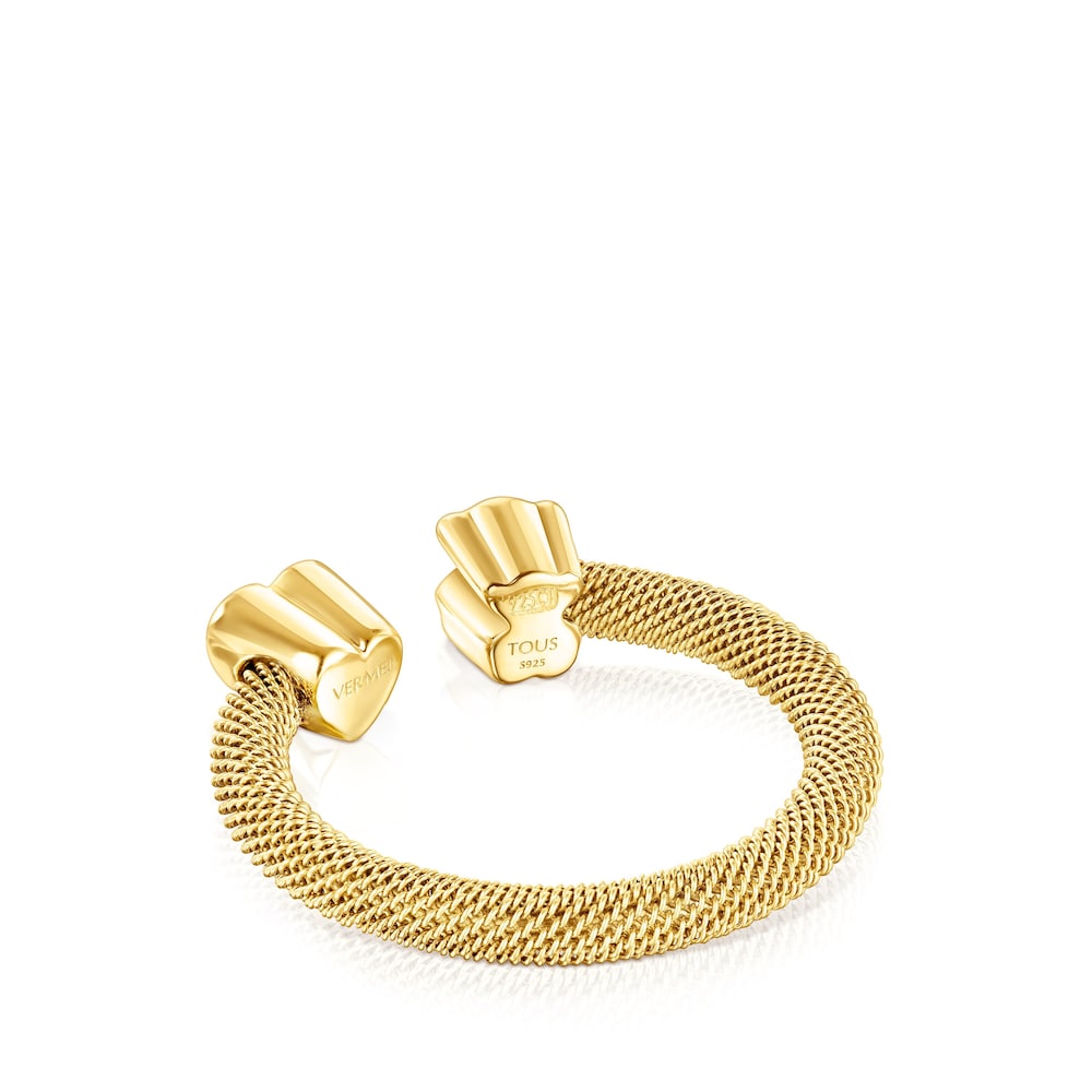 Anillo abierto Nocturne con ba&ntilde;o de oro 18 kt sobre plata y Diamantes