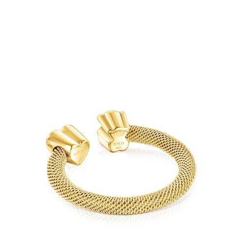 Anillo abierto con baño de oro 18 kt sobre plata y diamantes Nocturne