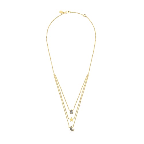 Collar con baño de oro 18 kt sobre plata, diamantes y perla Nocturne