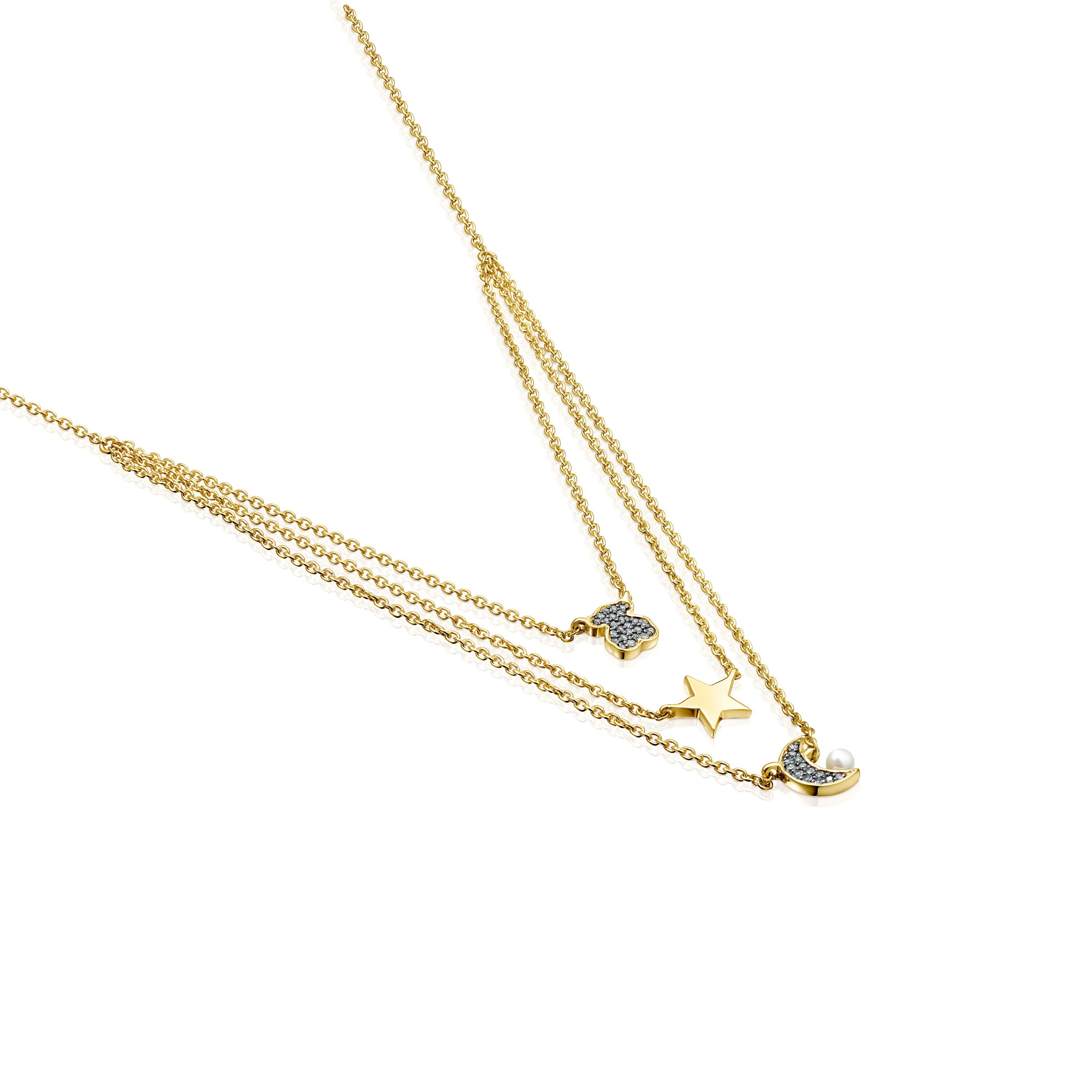 Nocturne Necklace in Silver Vermeil with Diamonds and Pearl