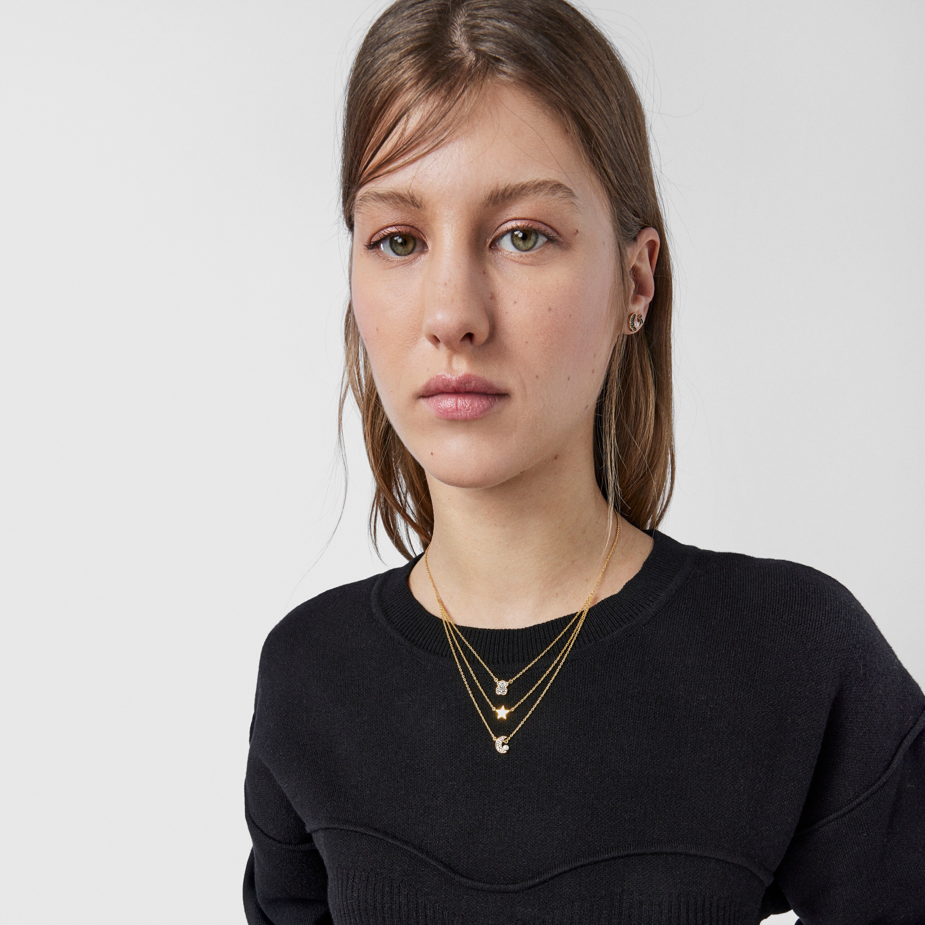 Nocturne Necklace in 18K gold vermeil with Diamonds and Pearl