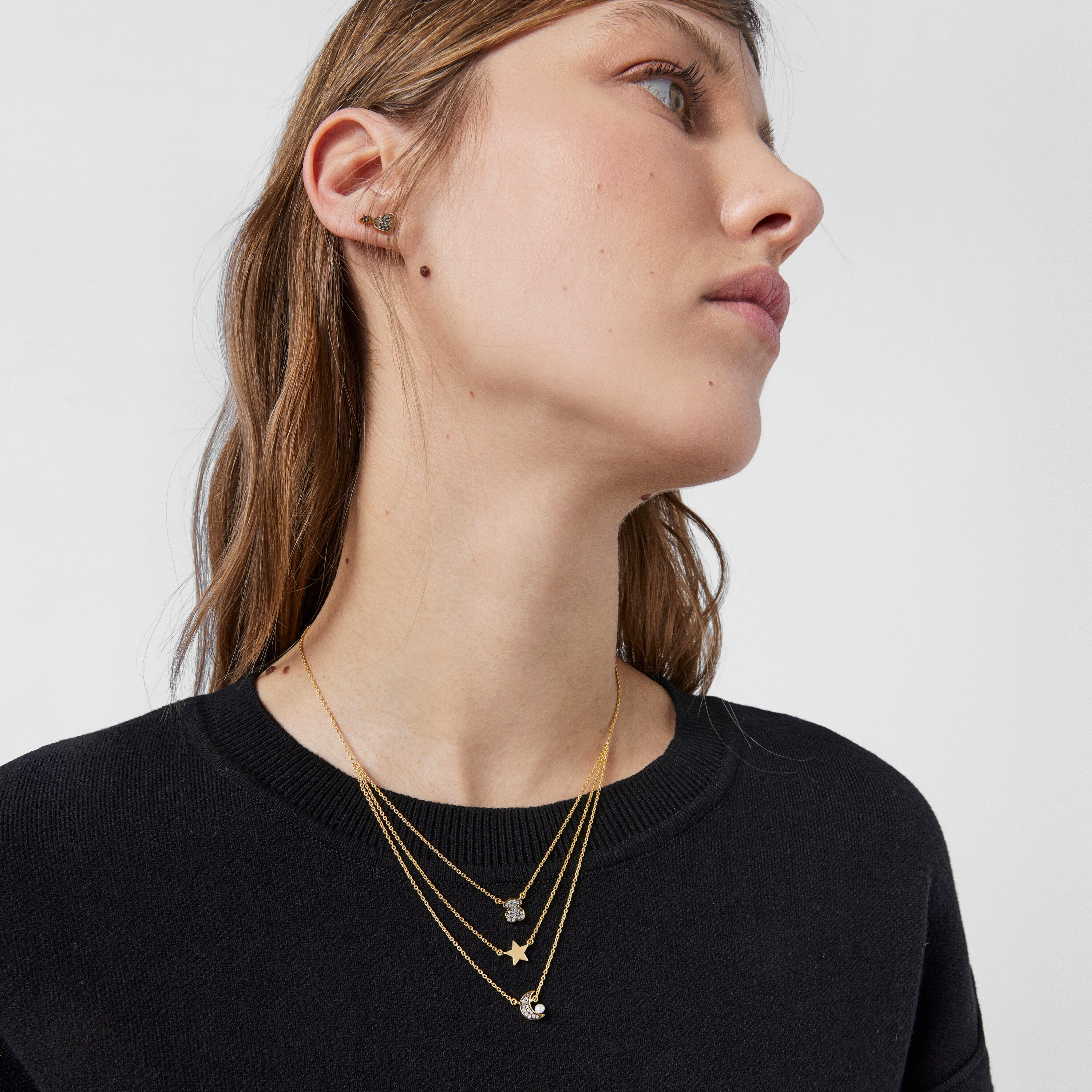 Nocturne Necklace in 18K gold vermeil with Diamonds and Pearl