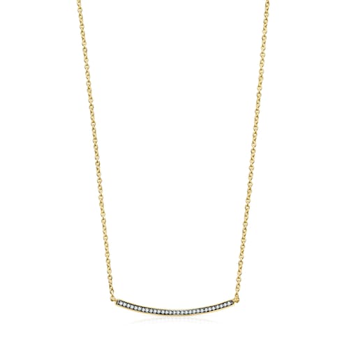 Collar Nocturne barra con ba&ntilde;o de oro 18 kt sobre plata y Diamantes