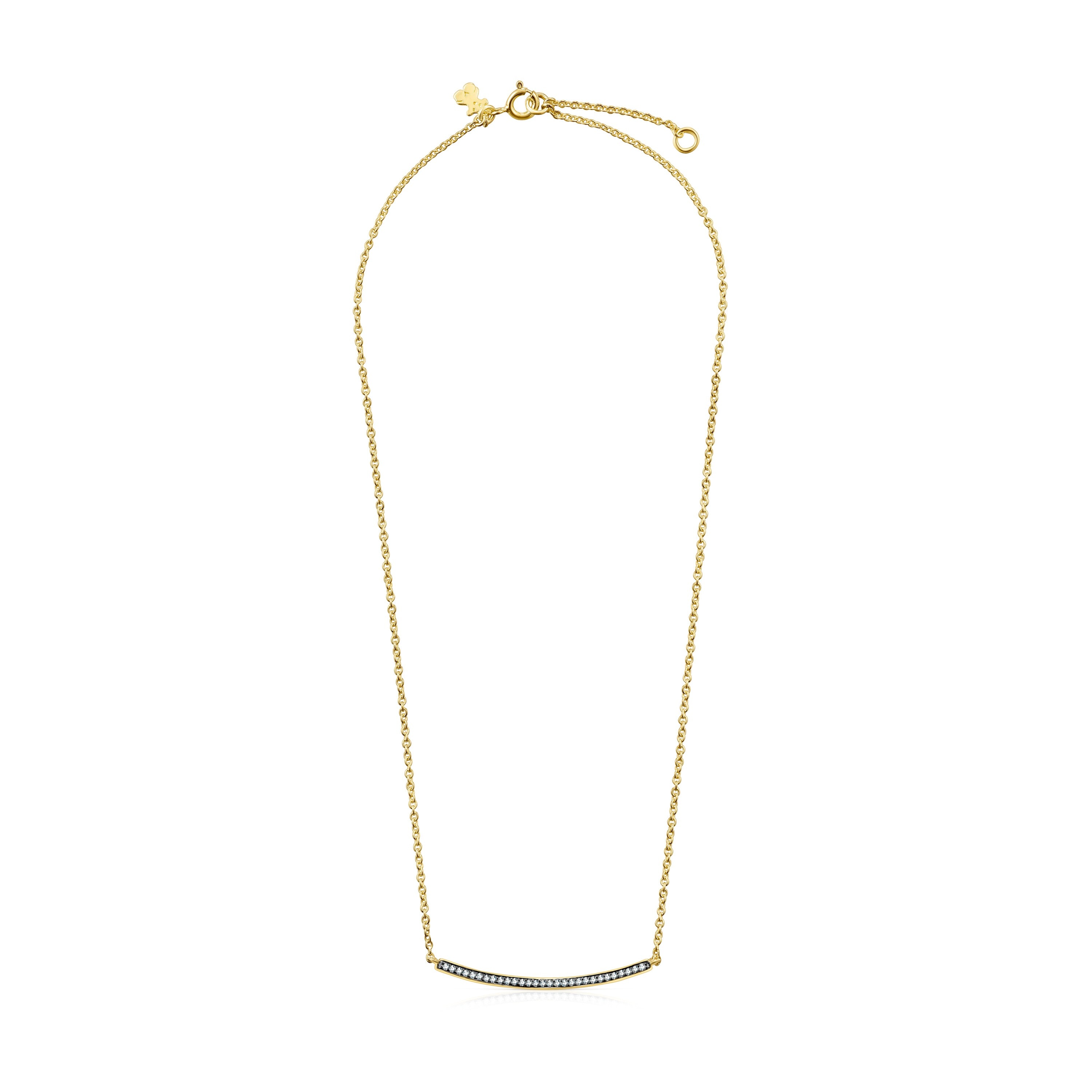 Nocturne bar Necklace in 18K gold vermeil with Diamonds