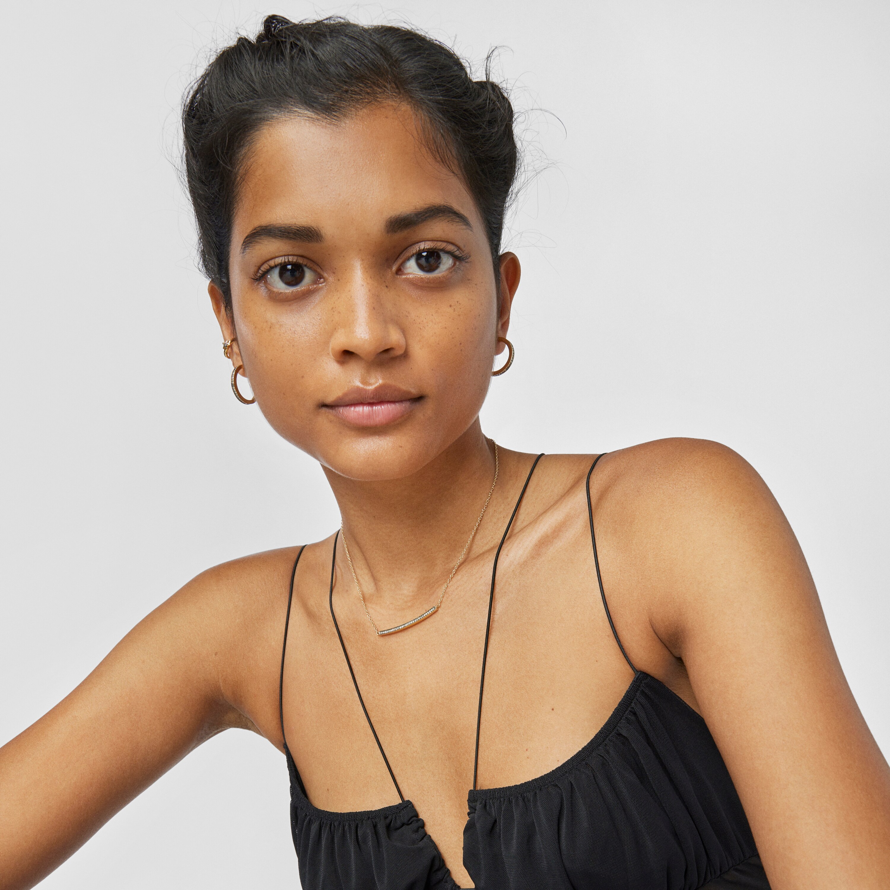 Nocturne bar Necklace in Silver Vermeil with Diamonds