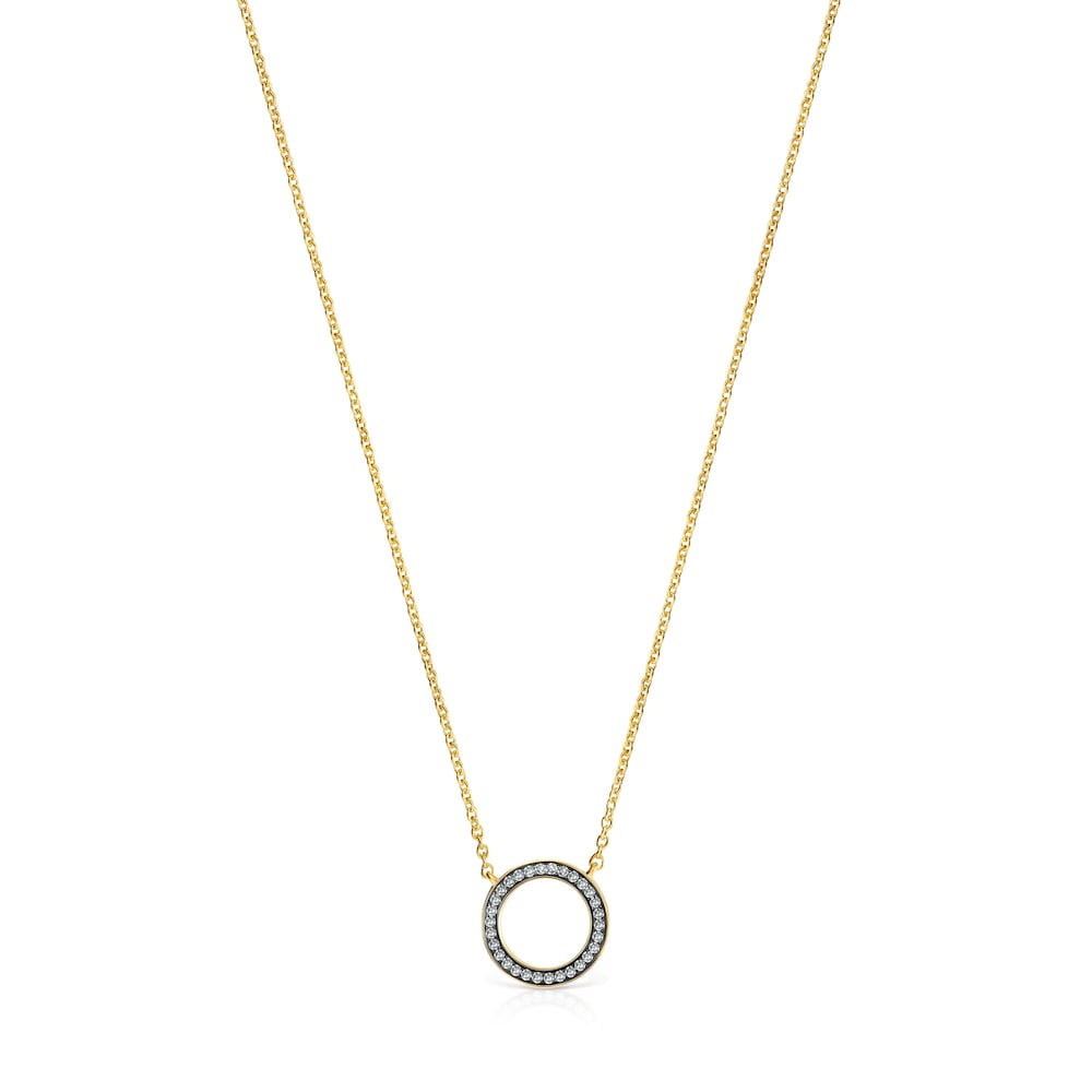 Colar Nocturne disco em Prata Vermeil e Diamantes