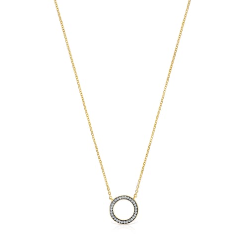 Nocturne disc Necklace in Silver Vermeil with Diamonds