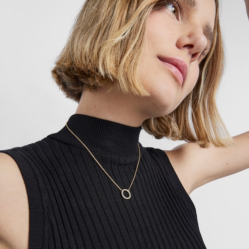 Nocturne disc Necklace in Silver Vermeil with Diamonds