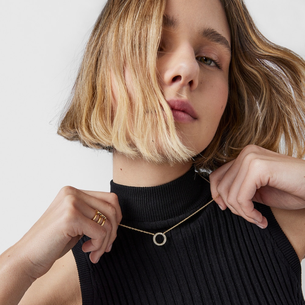 Colar Nocturne disco em Prata Vermeil e Diamantes