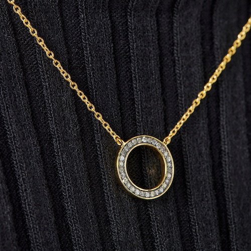 Nocturne disc Necklace in Silver Vermeil with Diamonds