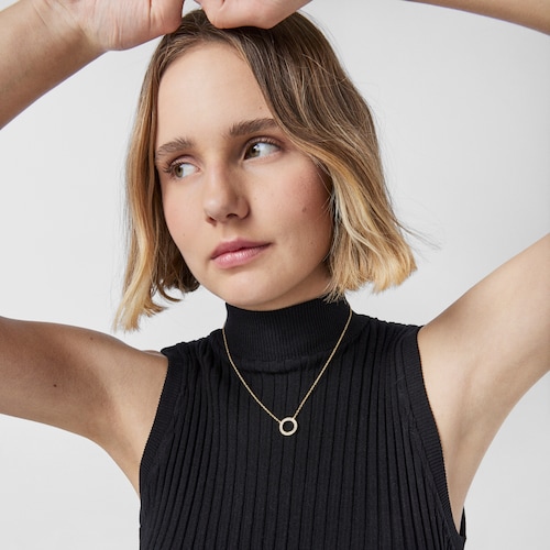 Nocturne disc Necklace in Silver Vermeil with Diamonds