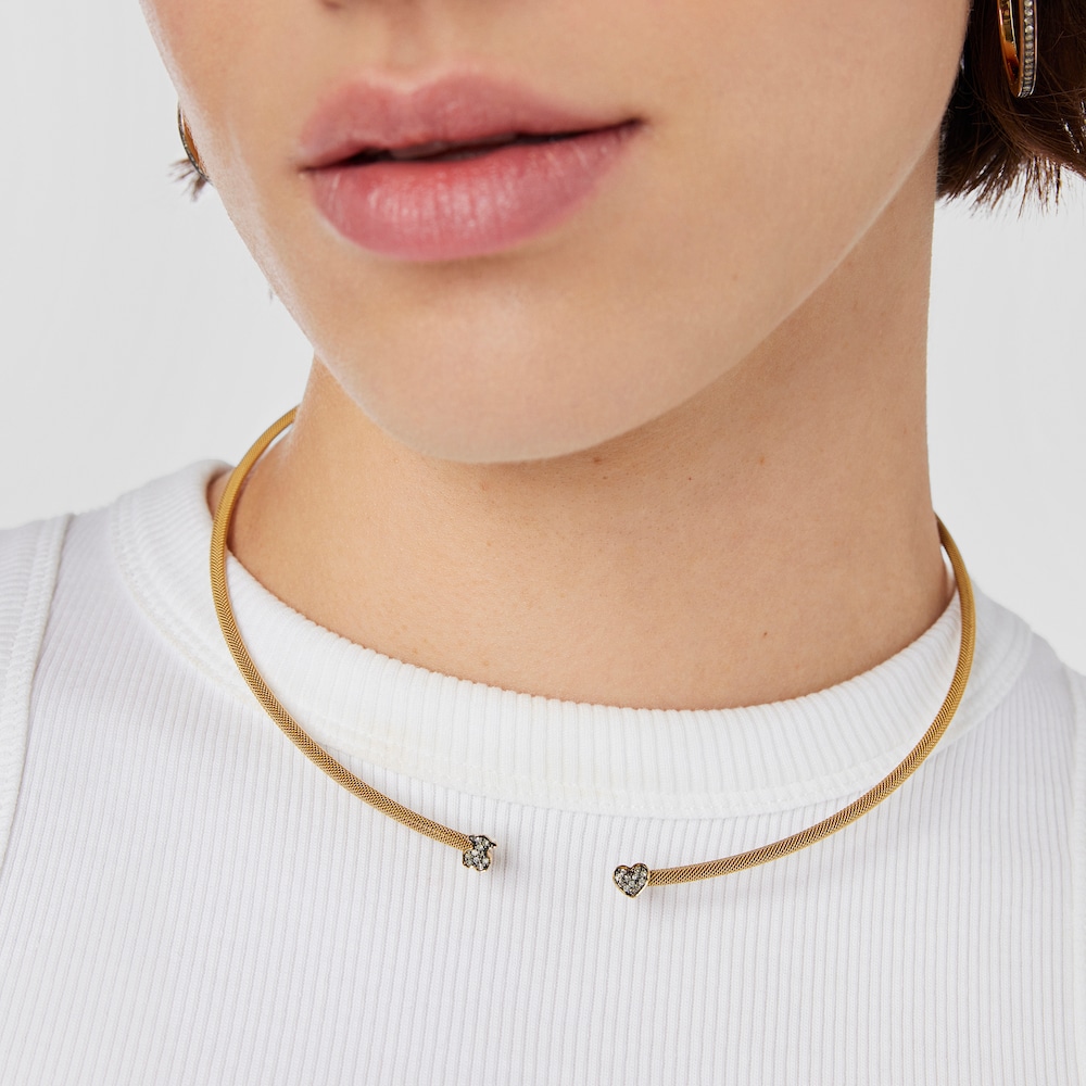 Collar Nocturne con ba&ntilde;o de oro 18 kt sobre plata y Diamantes