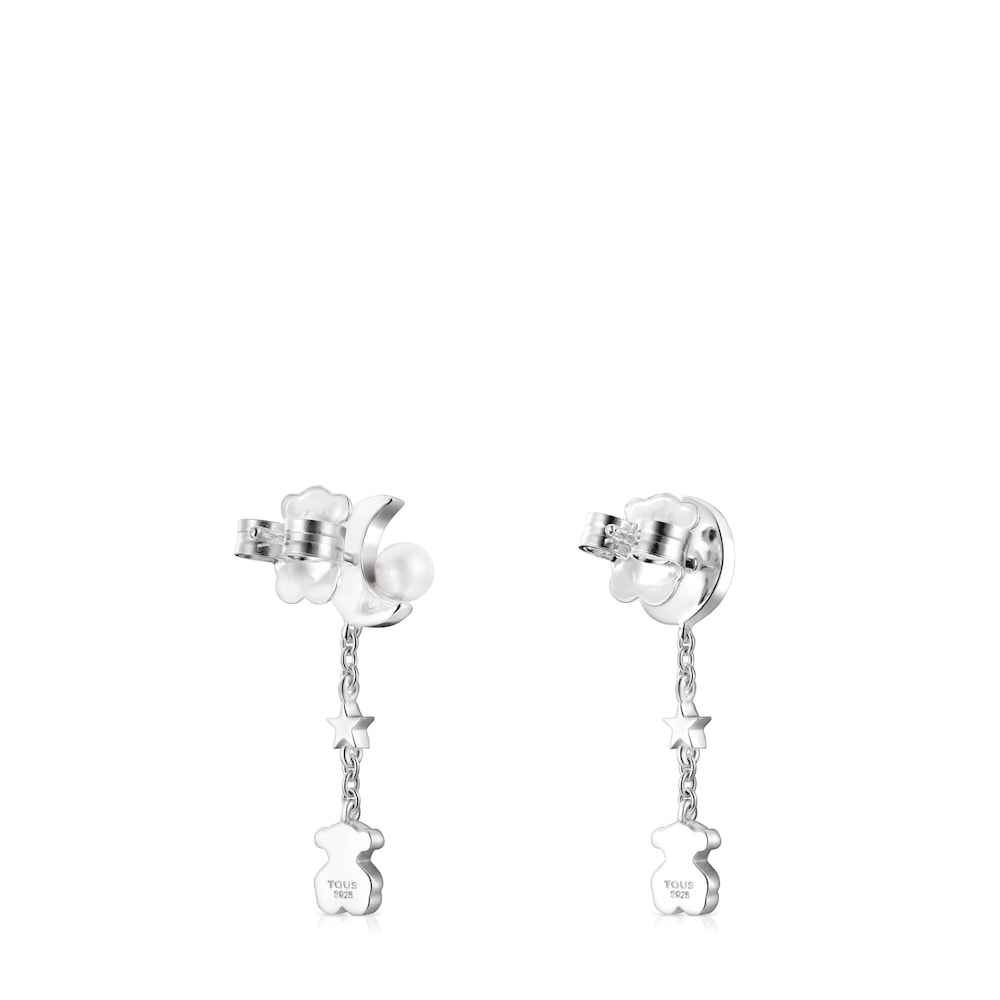 Aretes largos Nocturne de Plata con Perla