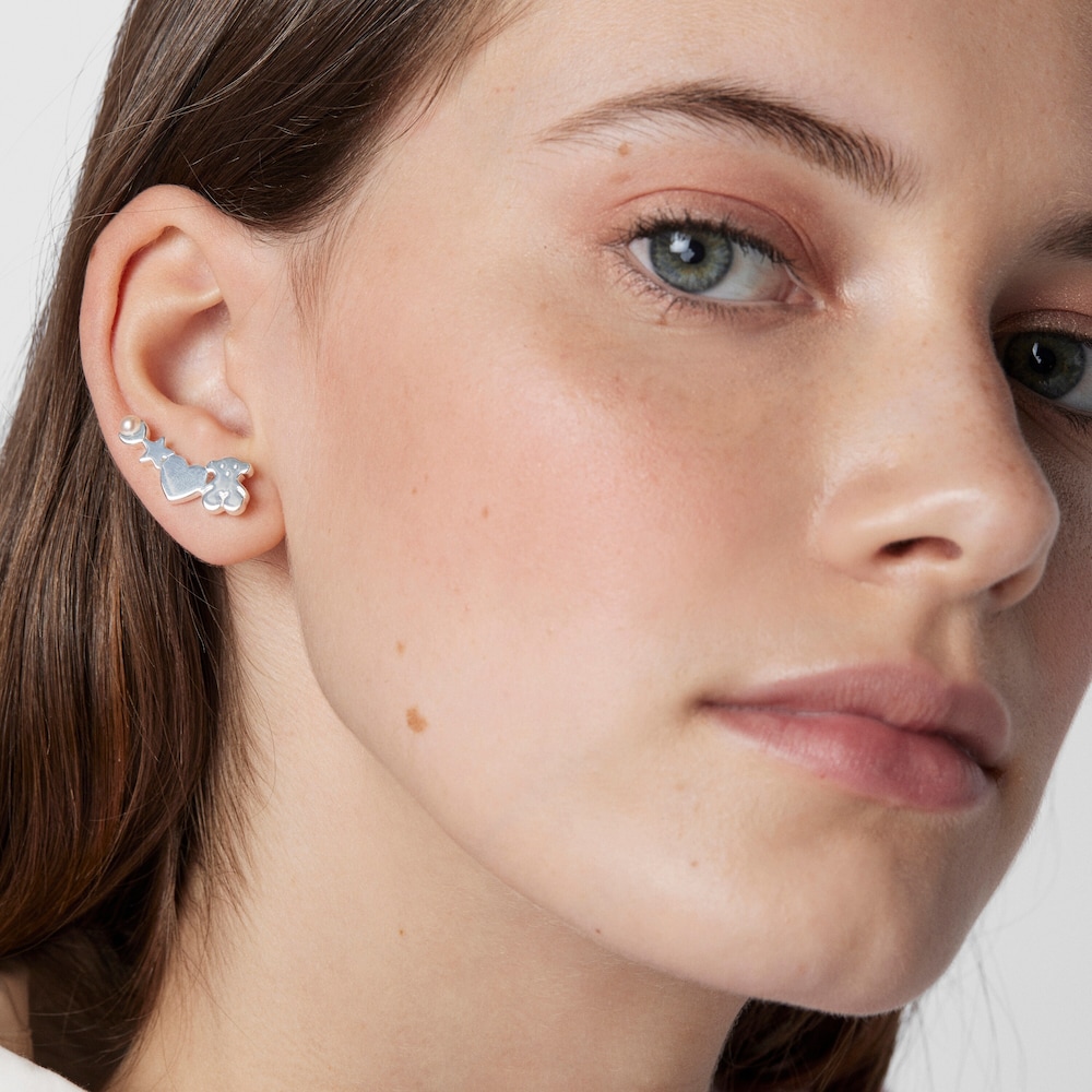 Earcuff Nocturne em Prata com P&eacute;rola