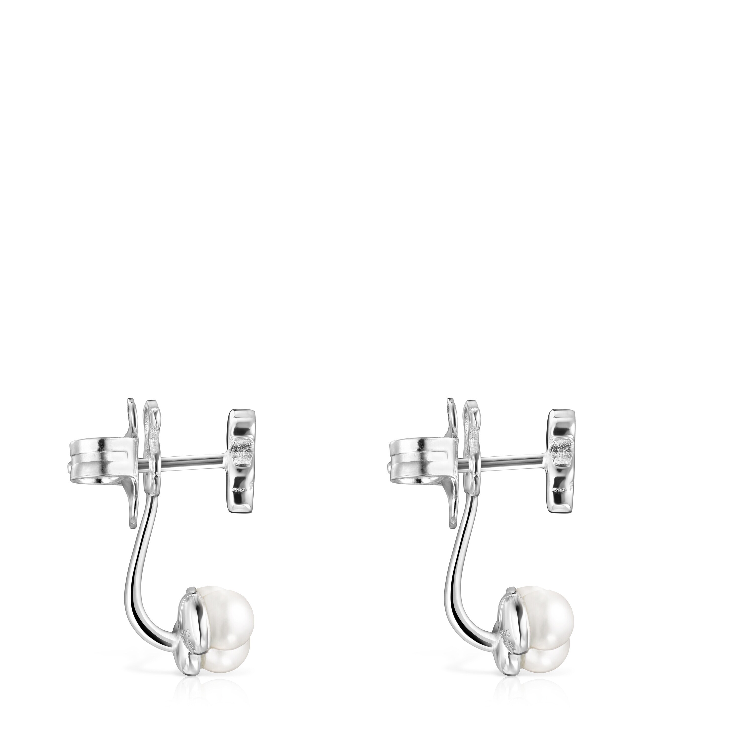 Short Nocturne Silver Earrings with Pearls | TOUS
