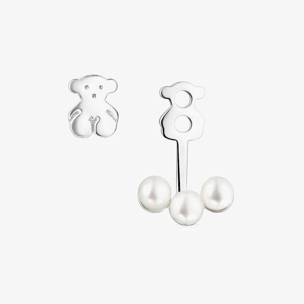 Brincos curtos Nocturne em Prata com P&eacute;rolas