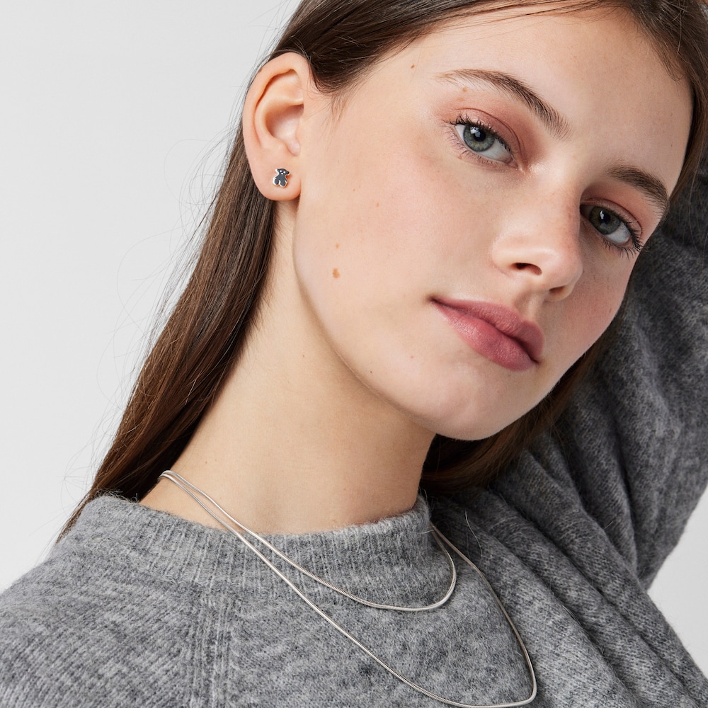 Brincos curtos Nocturne em Prata com P&eacute;rolas