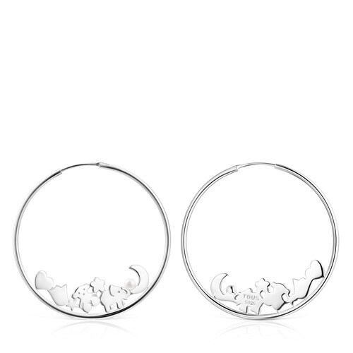 Arracades aro grans&nbsp;Nocturne&nbsp;de Plata amb Perla