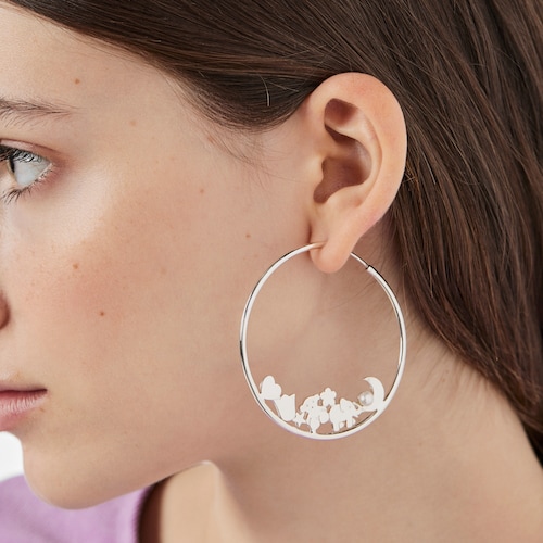 Arracades aro grans&nbsp;Nocturne&nbsp;de Plata amb Perla