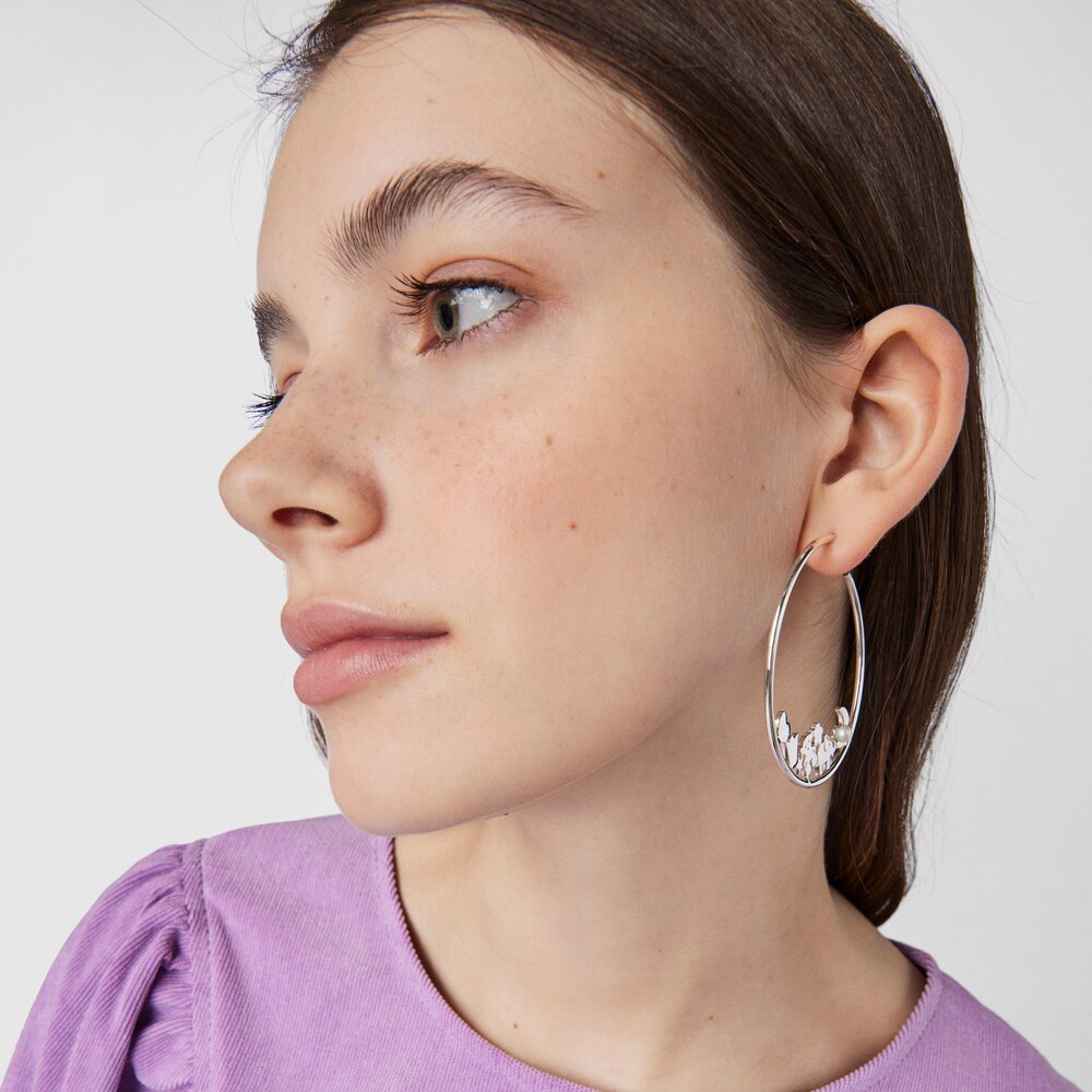 Pendientes aro grandes  de plata con perla Nocturne