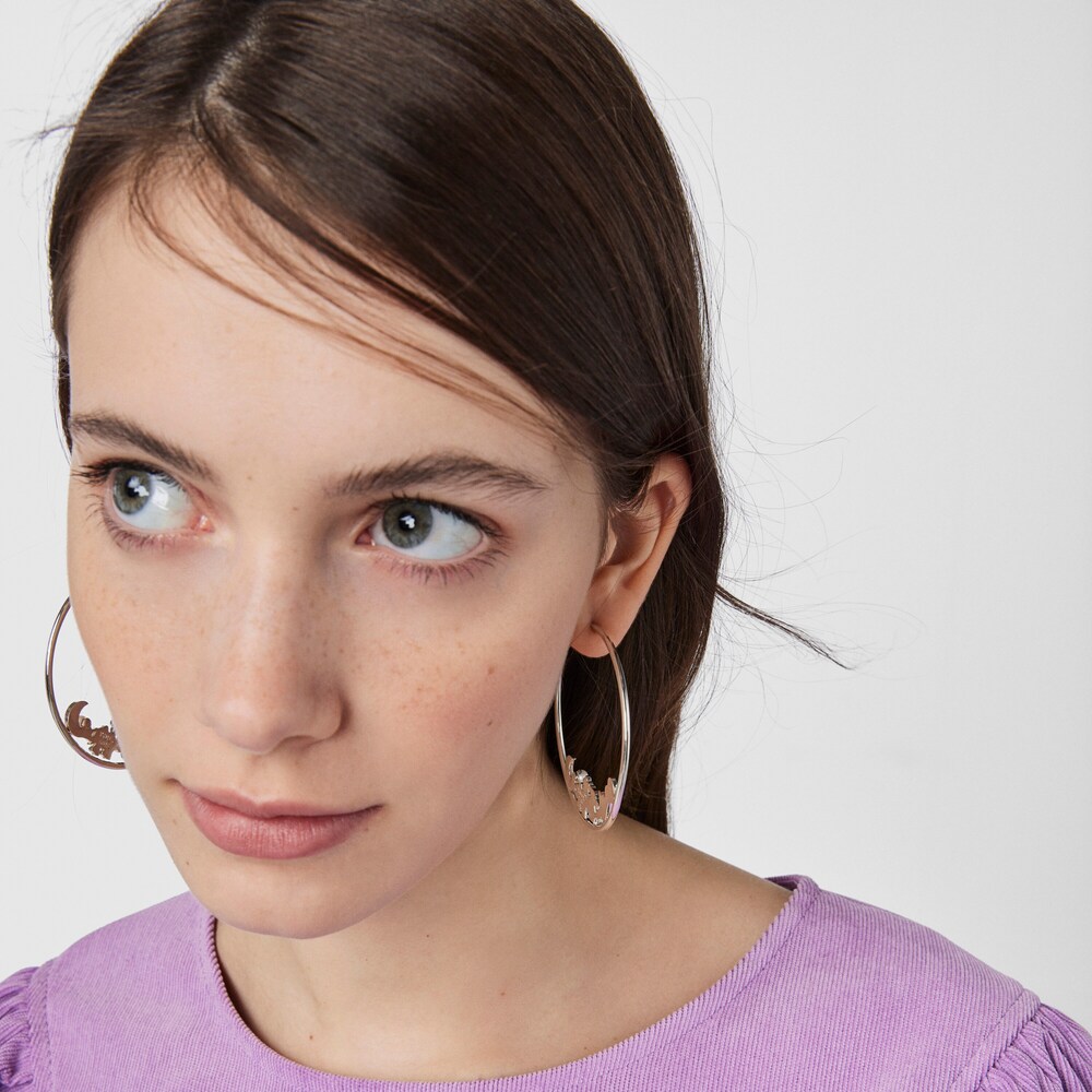 Pendientes aro grandes  de plata con perla Nocturne