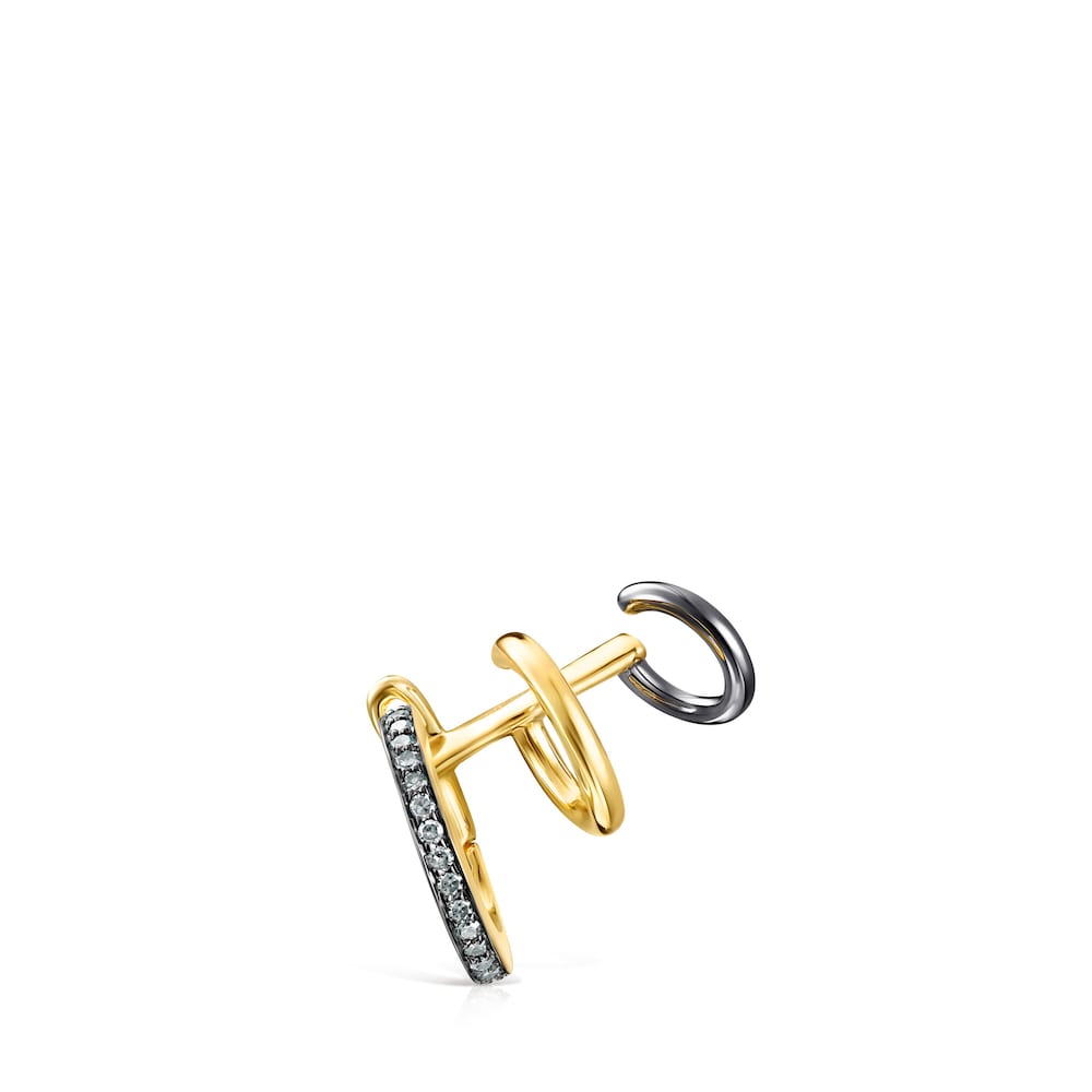 Earcuff con baño de oro 18 kt sobre plata y diamantes Nocturne image number 0
