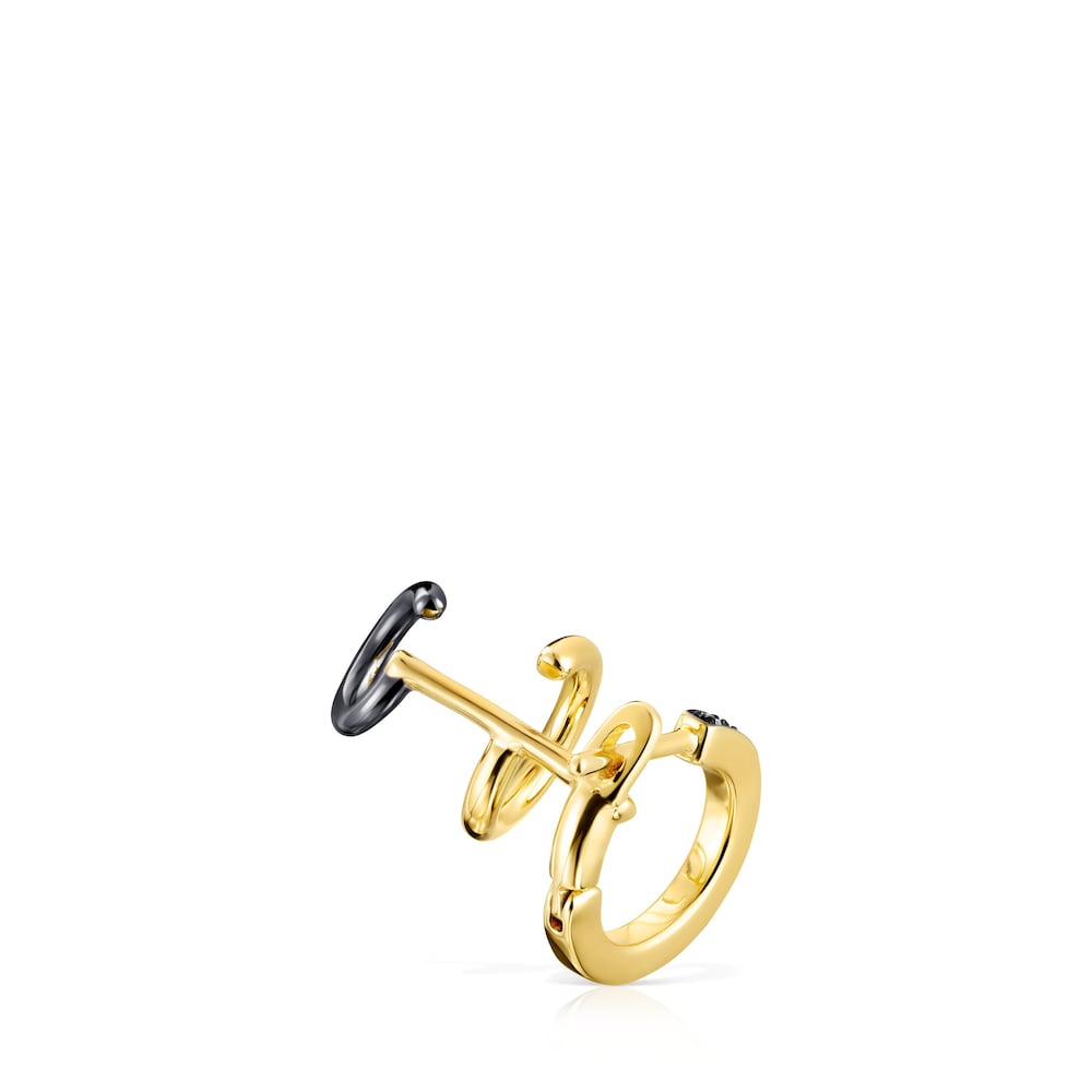 Earcuff con baño de oro 18 kt sobre plata y diamantes Nocturne image number 1
