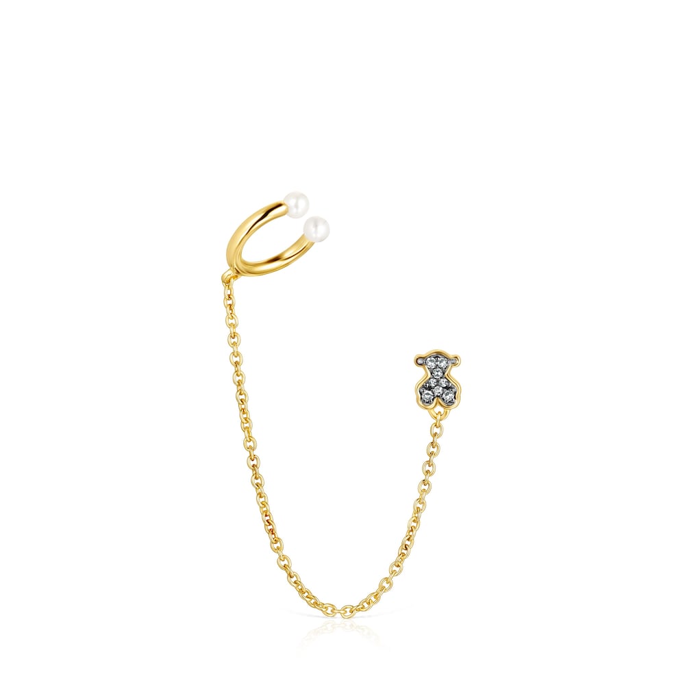 Nocturne 1-2 Earring in Silver Vermeil with Diamonds and Pearl