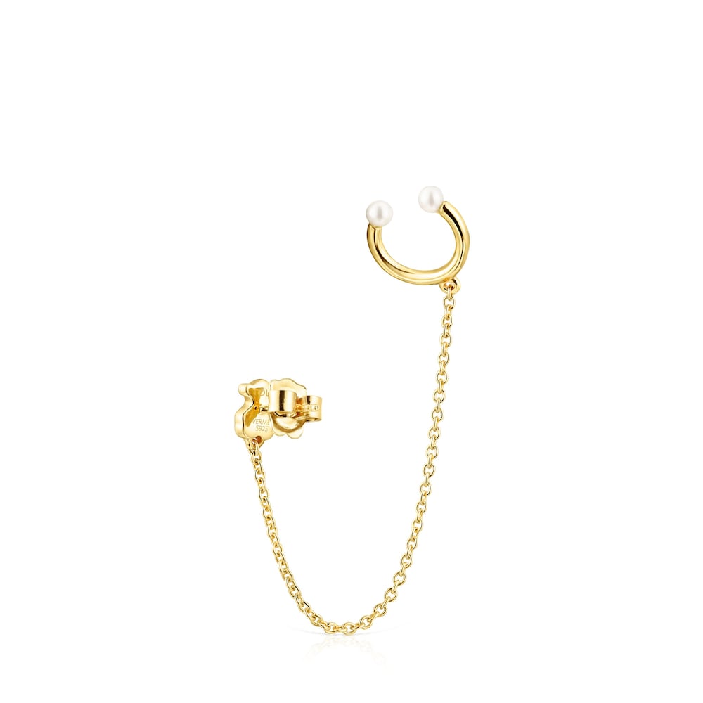 Nocturne 1-2 Earring in Silver Vermeil with Diamonds and Pearl