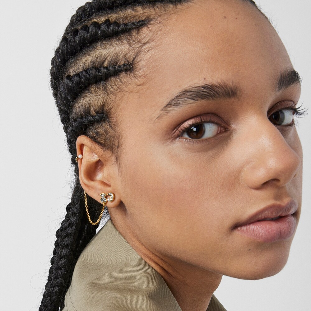 Nocturne 1-2 Earring in Silver Vermeil with Diamonds and Pearl