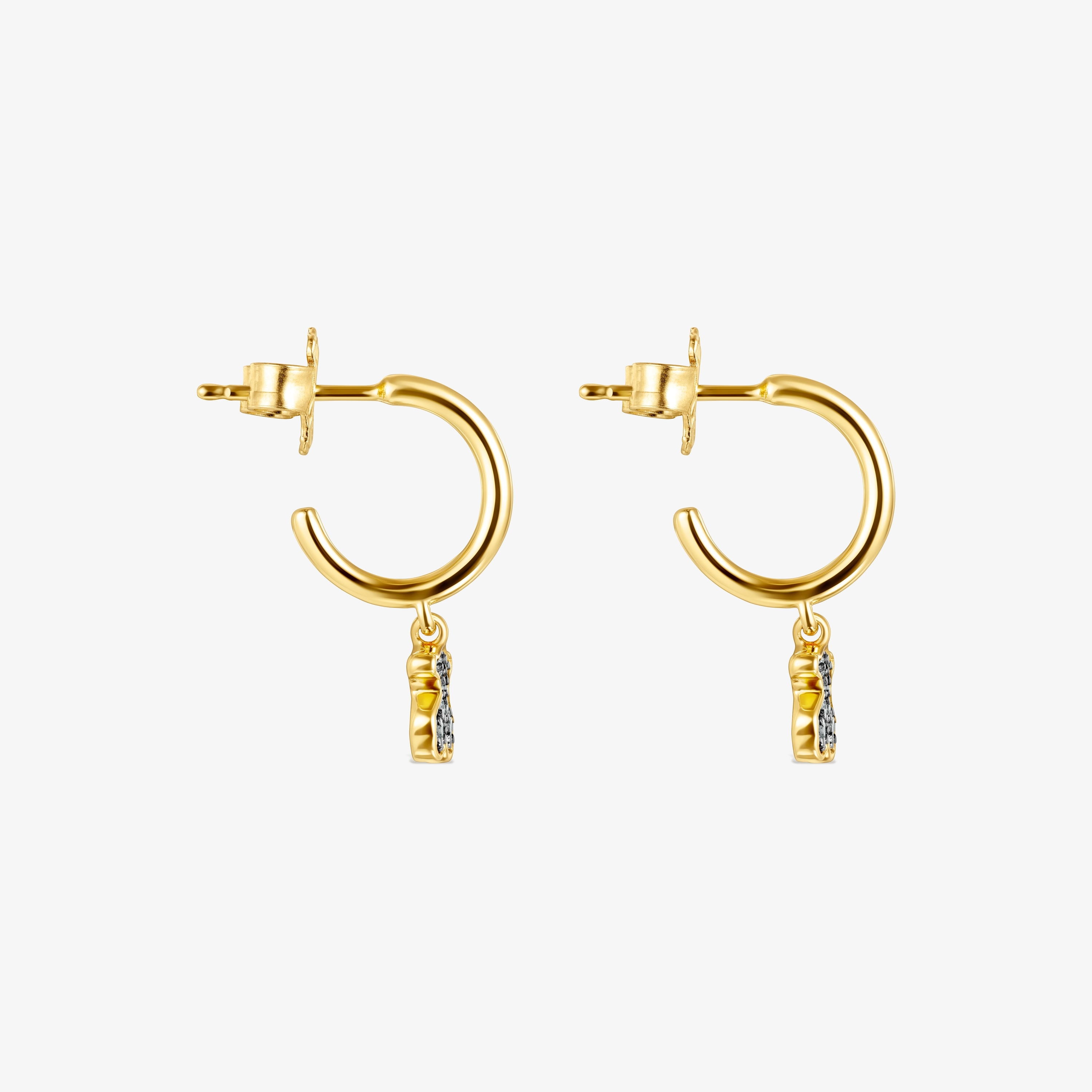 Short Nocturne bear Earrings in 18K gold vermeil with Diamonds
