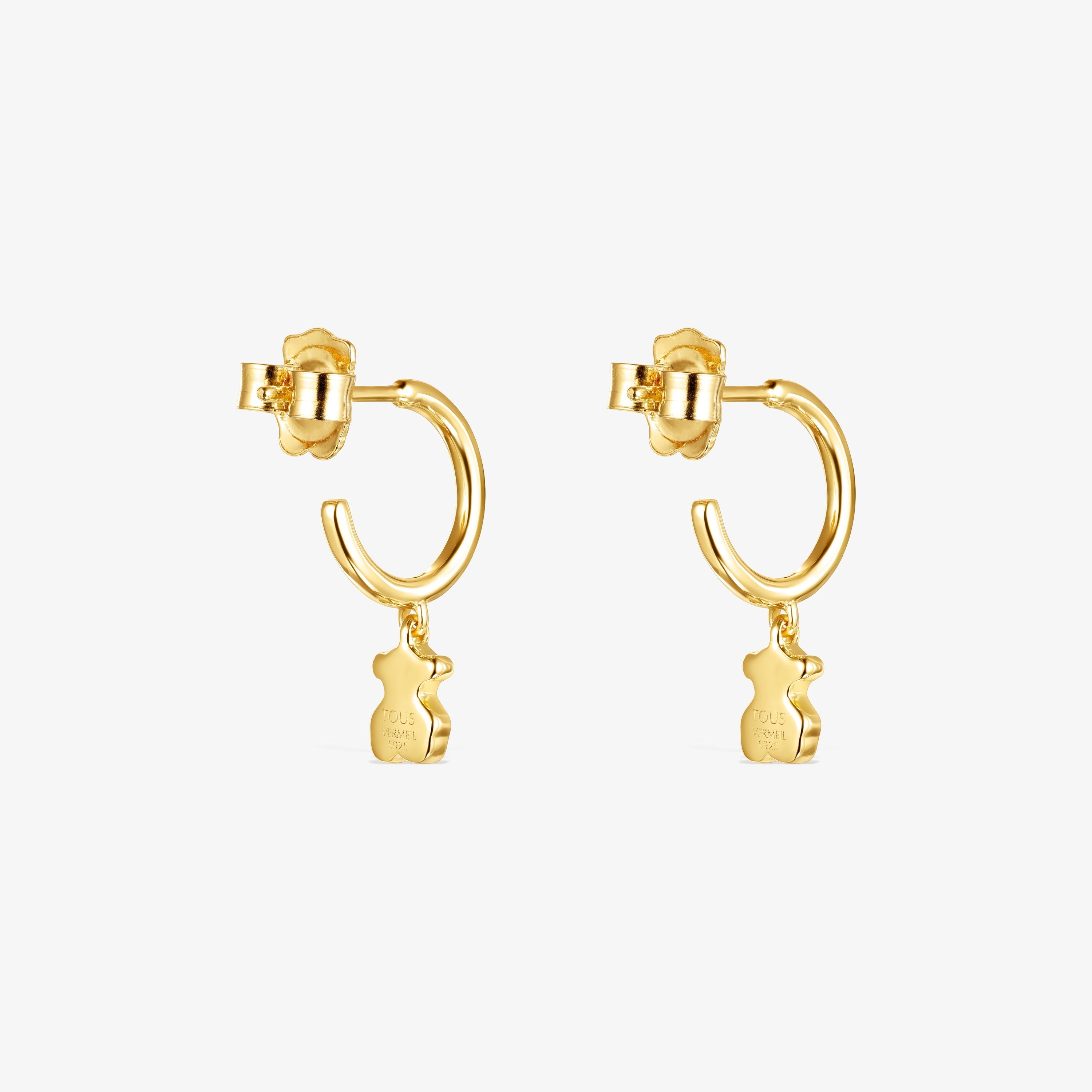 Short Nocturne bear Earrings in 18K gold vermeil with Diamonds