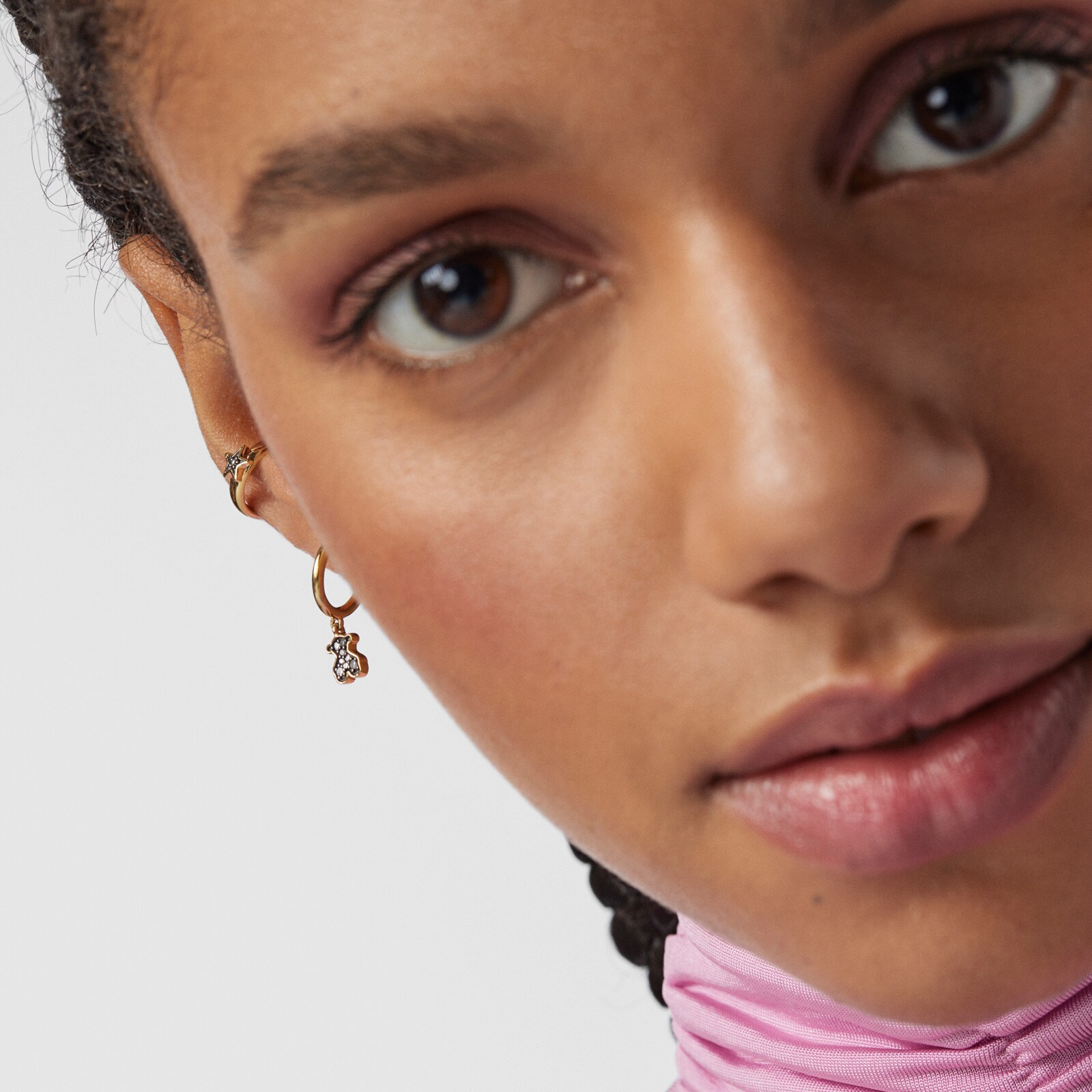 Short Nocturne bear Earrings in 18K gold vermeil with Diamonds