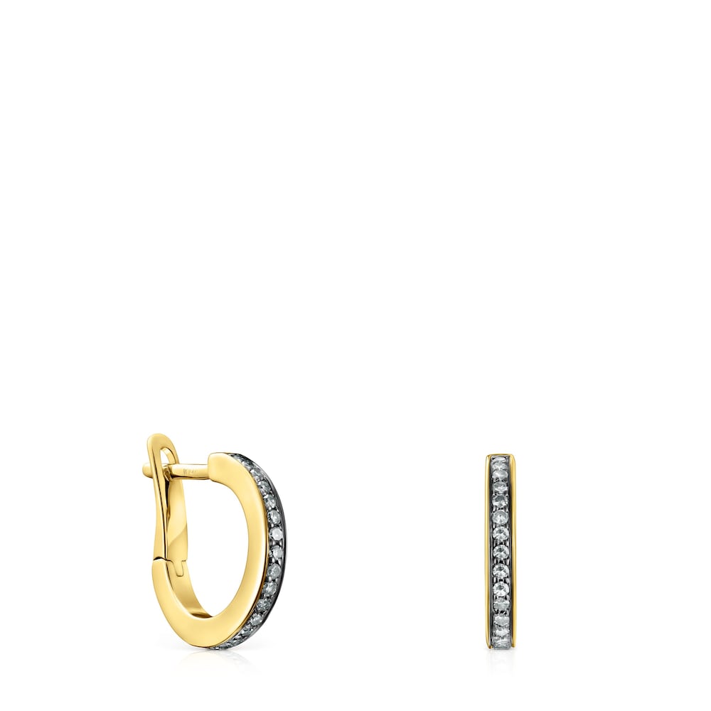 Small Nocturne disc Earrings in 18K gold vermeil with Diamonds