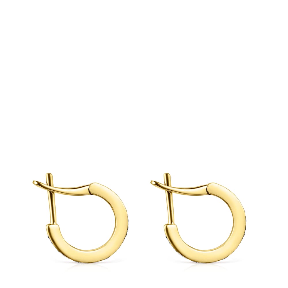 Small Nocturne disc Earrings in 18K gold vermeil with Diamonds